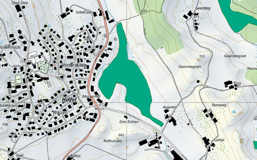 Landeskarte swisstopo mit dem Schutzperimeter von Ägertenried (Flachmoor)