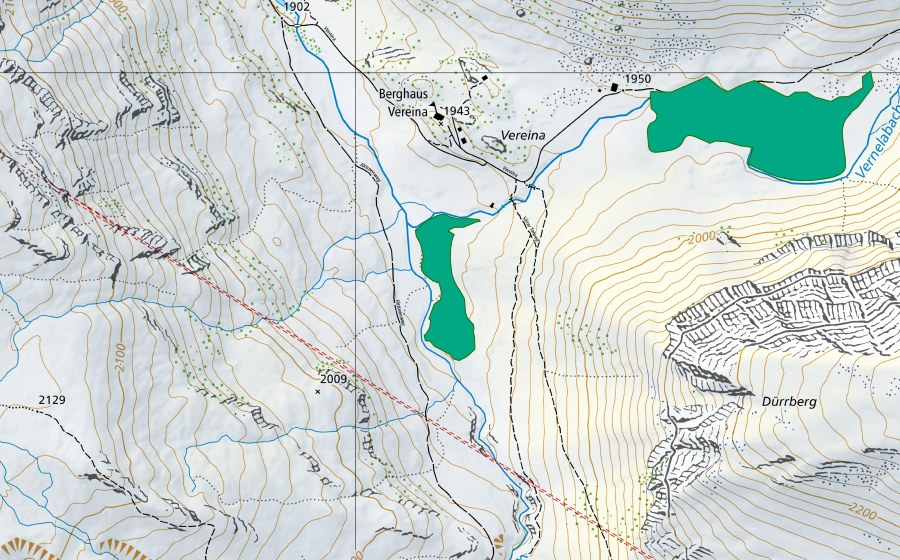 Landeskarte swisstopo mit dem Schutzperimeter von Berghaus (Flachmoor)