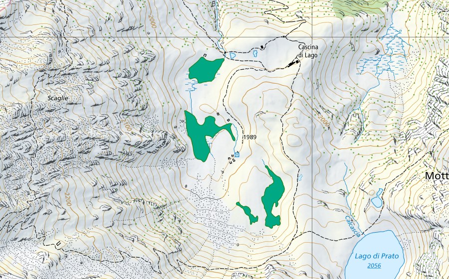 Landeskarte swisstopo mit dem Schutzperimeter von Bolle di Cassina di Lago (Flachmoor)
