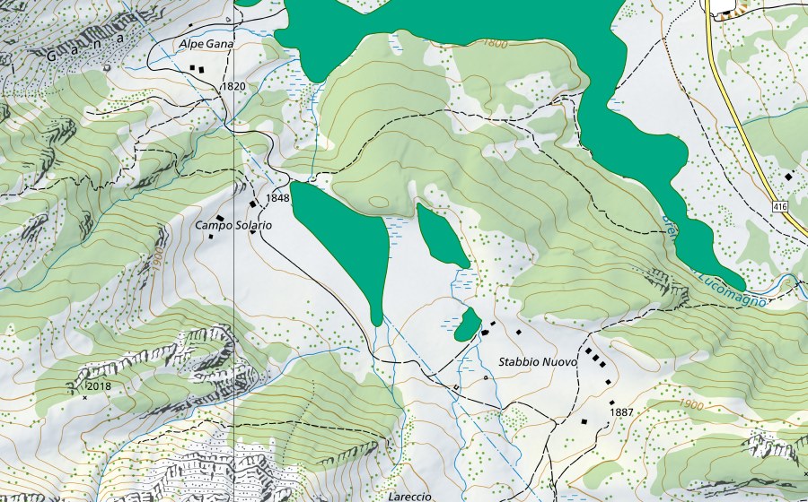 swisstopo national map showing the protected perimeter of Campo Solario (Fen)