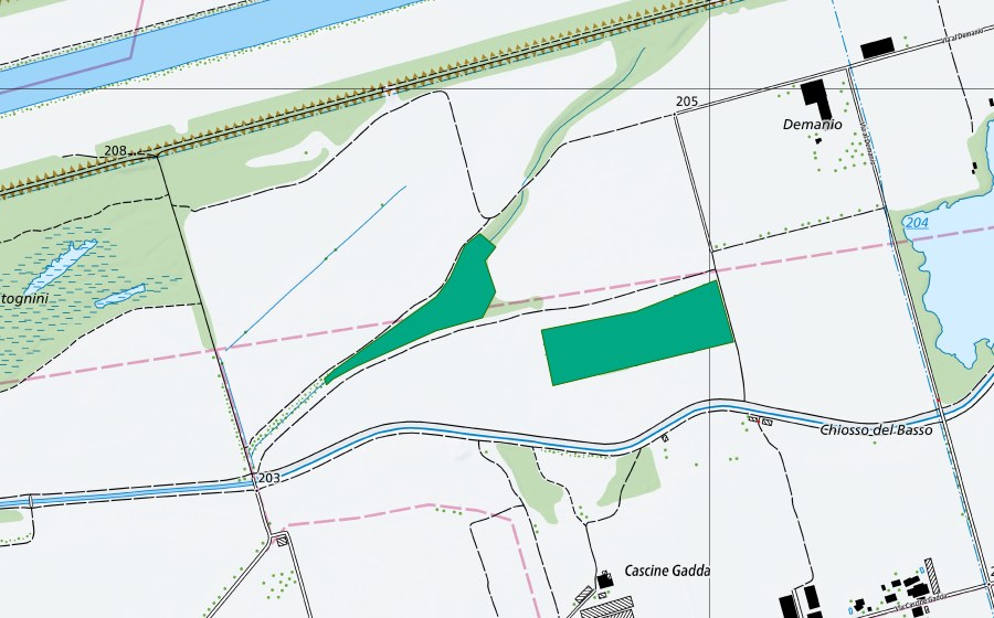 Landeskarte swisstopo mit dem Schutzperimeter von Canale Demanio (Flachmoor)