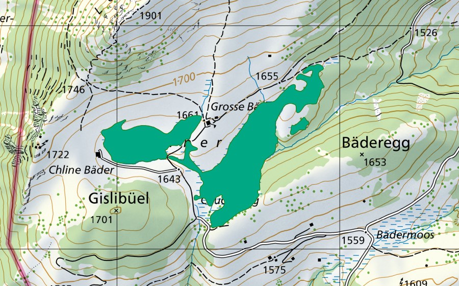 swisstopo national map showing the protected perimeter of Chuchifang (Fen)
