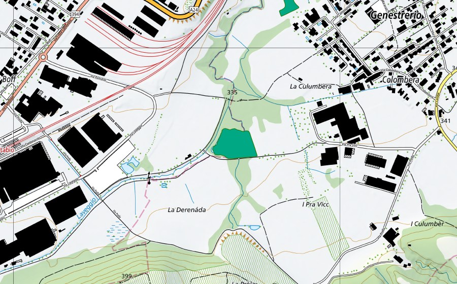 Landeskarte swisstopo mit dem Schutzperimeter von Colombera (Flachmoor)