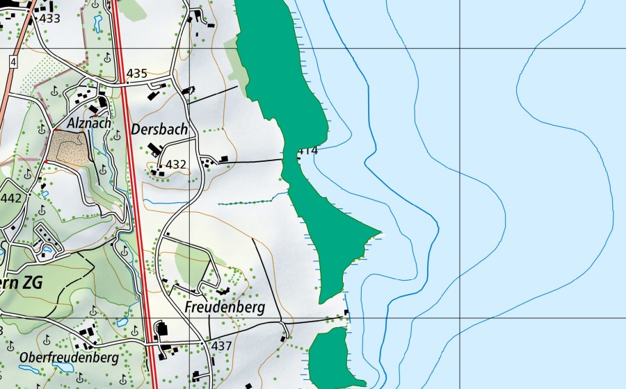 Carte nationale swisstopo avec le périmètre protégé de Dersbach (Bas-marais)