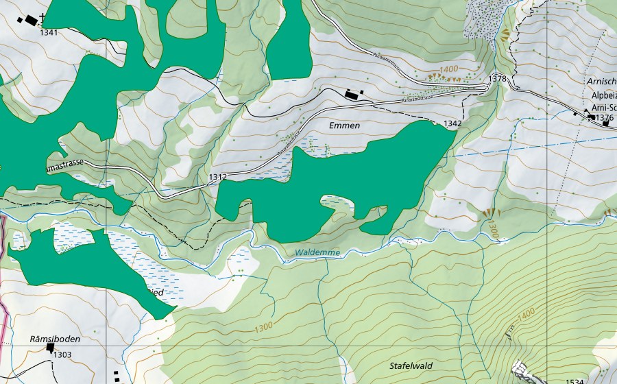 Landeskarte swisstopo mit dem Schutzperimeter von Emmen (Flachmoor)