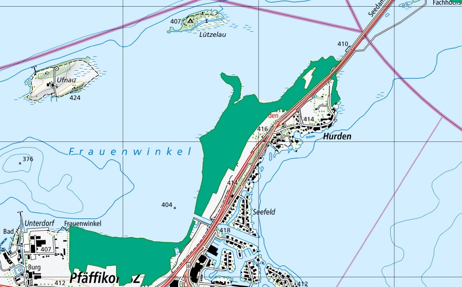 swisstopo national map showing the protected perimeter of Frauenwinkel (Fen)