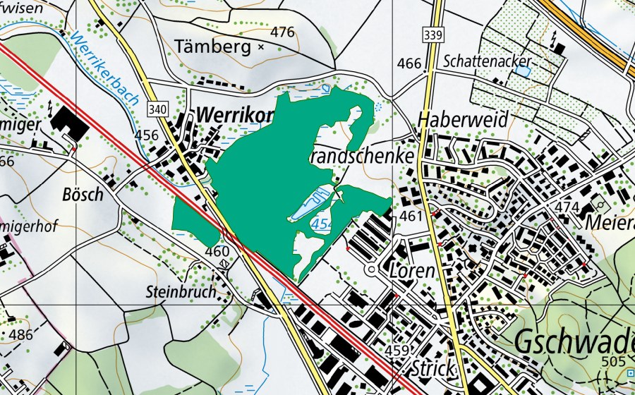 Landeskarte swisstopo mit dem Schutzperimeter von Glattenriet (Flachmoor)