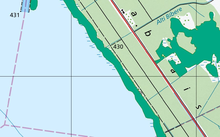 Carte nationale swisstopo avec le périmètre protégé de Grèves du lac de Morat (Bas-marais)