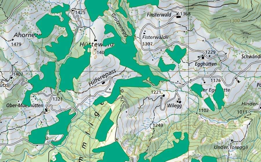 Carta nazionale swisstopo con il perimetro protetto di Hilferenpass (Torbiera bassa)