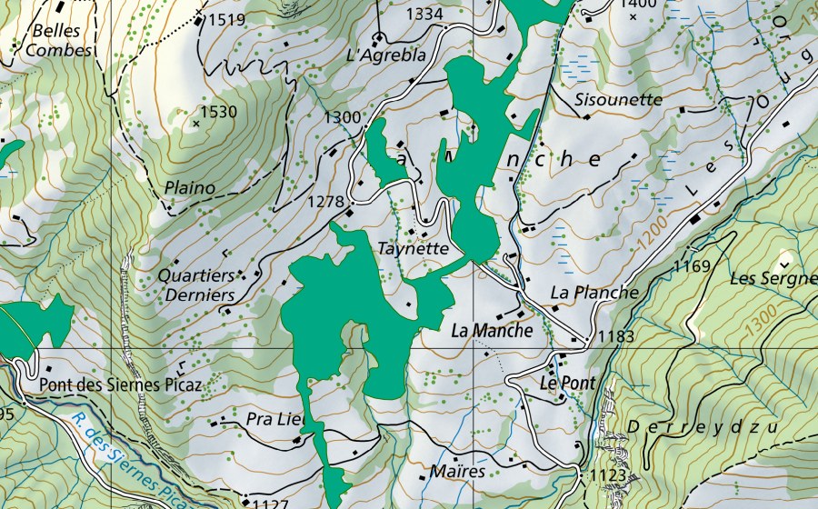 swisstopo national map showing the protected perimeter of La Manche (Fen)