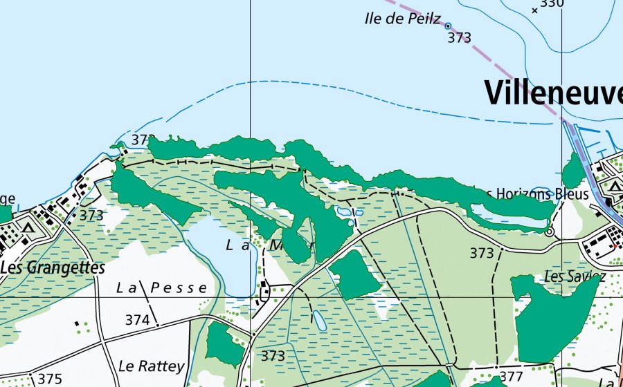 swisstopo national map showing the protected perimeter of La Muraz (Fen)