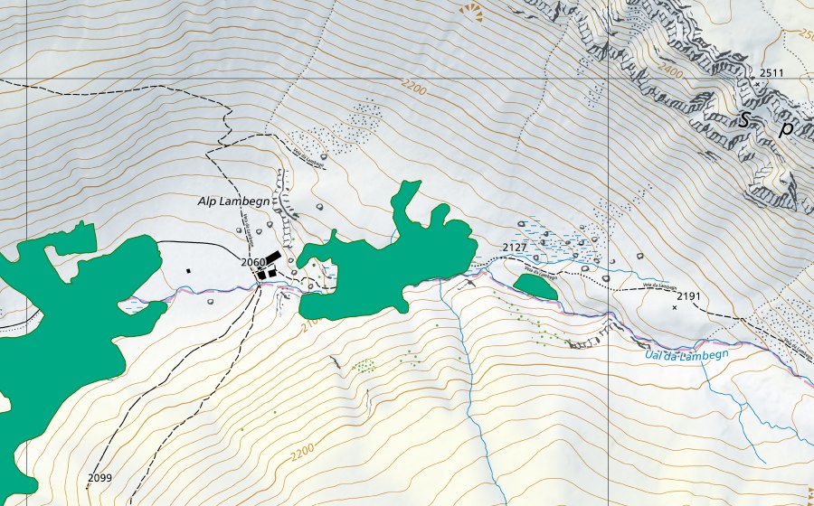 Carte nationale swisstopo avec le périmètre protégé de Lambegn (Bas-marais)