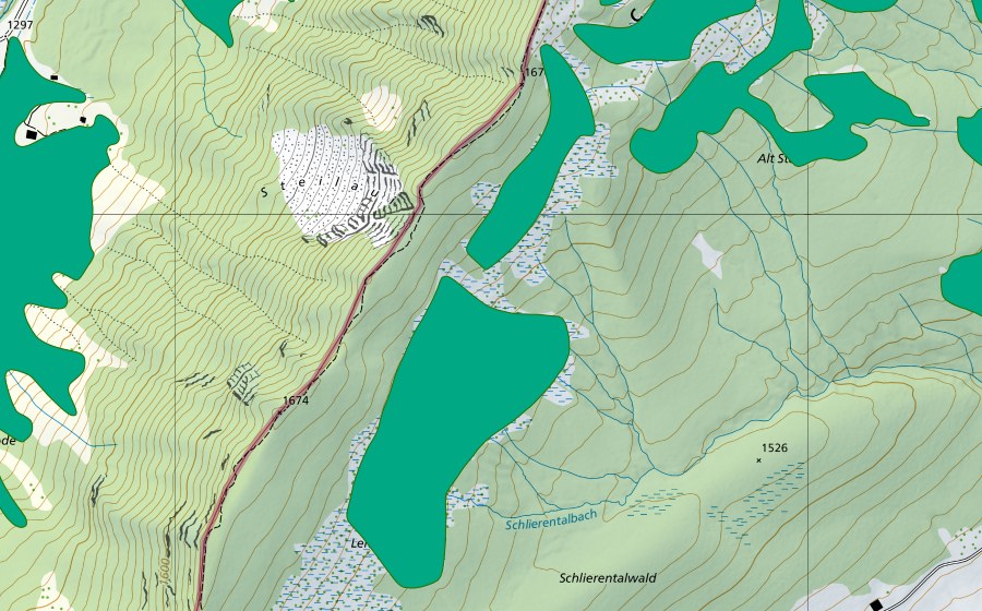 Landeskarte swisstopo mit dem Schutzperimeter von Lengenschwand (Flachmoor)