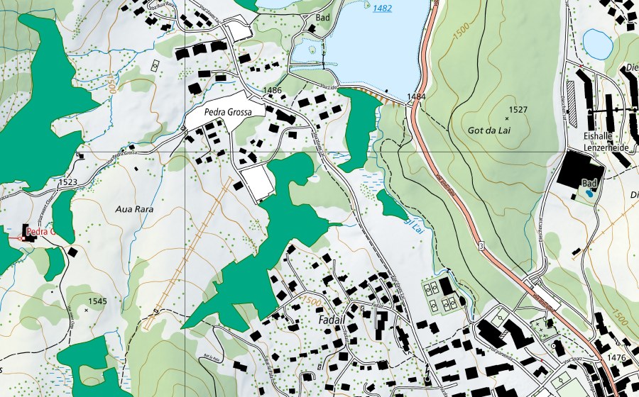 swisstopo national map showing the protected perimeter of Lenzerheide (Fen)
