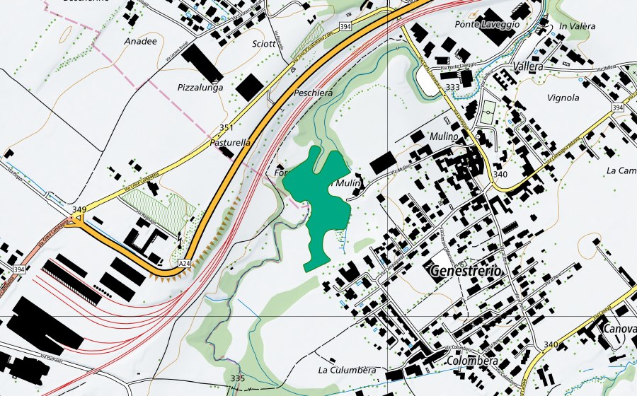 Landeskarte swisstopo mit dem Schutzperimeter von Molino (Flachmoor)