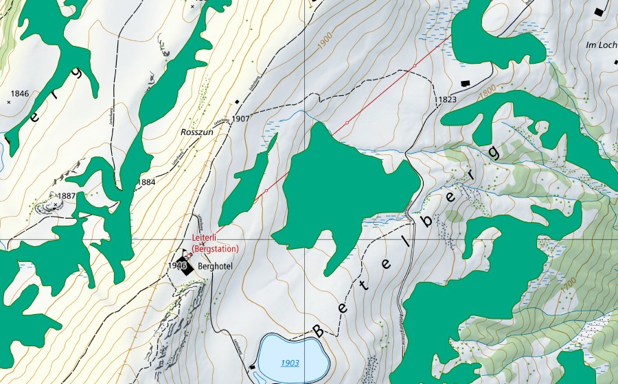 Carte nationale swisstopo avec le périmètre protégé de Moore auf Betelberg (Bas-marais)