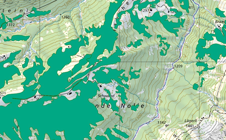 Carte nationale swisstopo avec le périmètre protégé de Moore südlich Habchegg (Bas-marais)