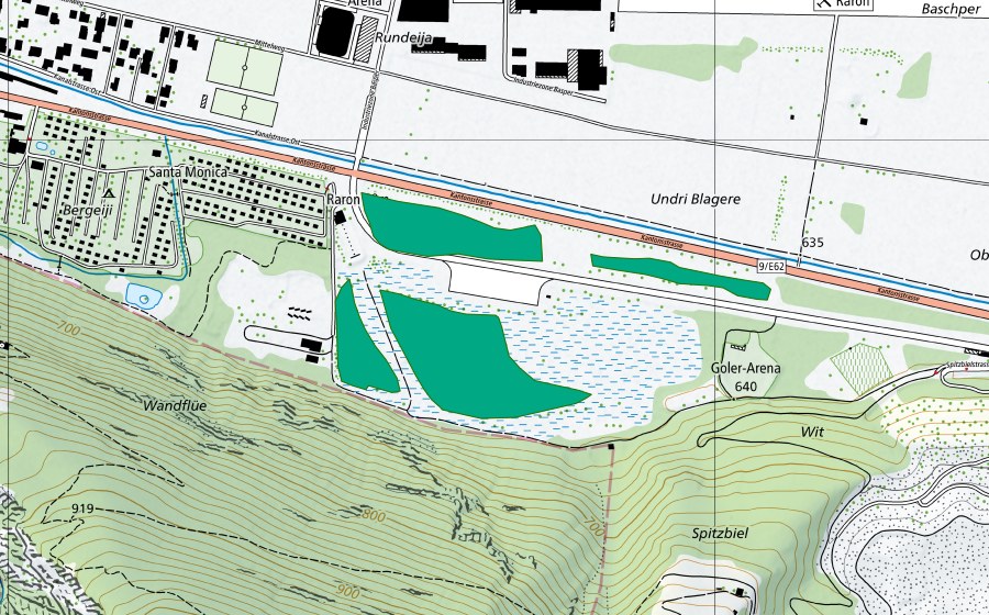 Carte nationale swisstopo avec le périmètre protégé de Mutt (Bas-marais)