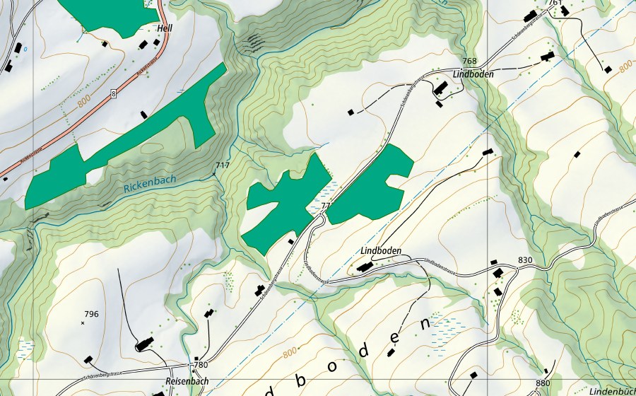Carta nazionale swisstopo con il perimetro protetto di Nordöstlich Reisenbach (Torbiera bassa)
