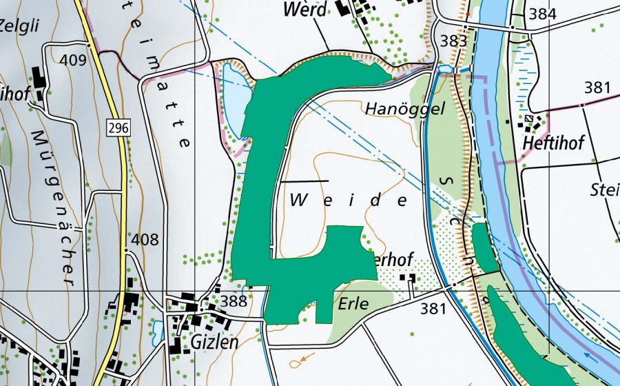 Landeskarte swisstopo mit dem Schutzperimeter von Ober- und Untersee (Flachmoor)