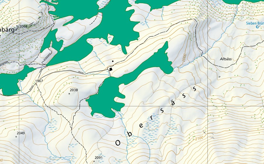 Carta nazionale swisstopo con il perimetro protetto di Obersäss (Alp Ortasee) (Torbiera bassa)