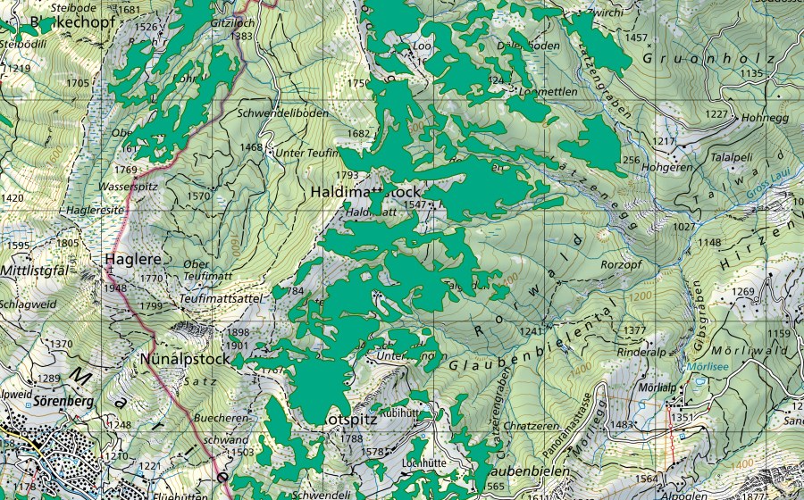 Landeskarte swisstopo mit dem Schutzperimeter von Rormettlen (Flachmoor)