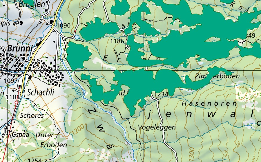 swisstopo national map showing the protected perimeter of Rund Blätz (Fen)
