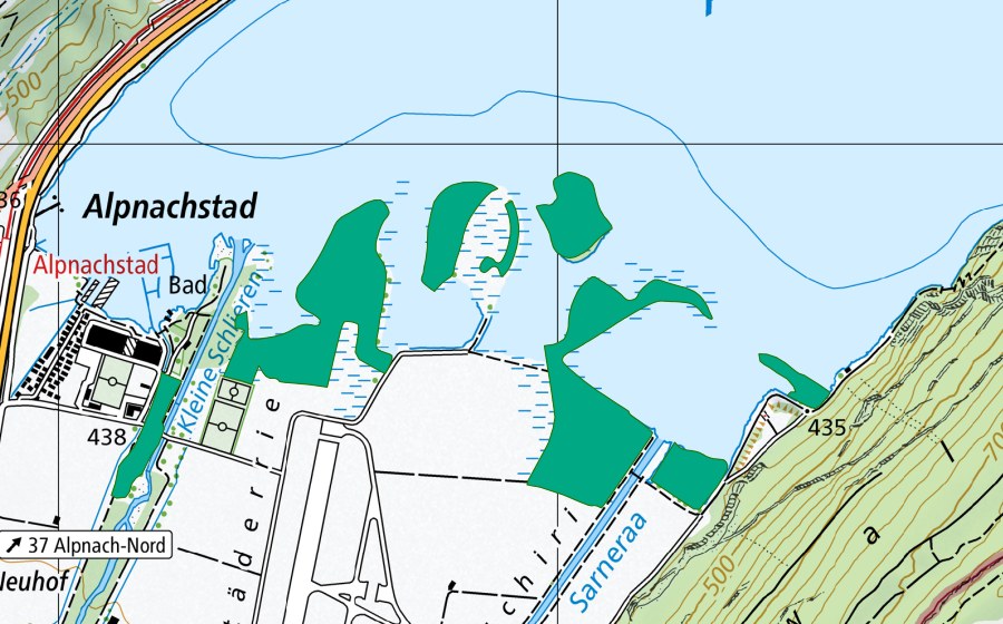 Carte nationale swisstopo avec le périmètre protégé de Städerried (Bas-marais)
