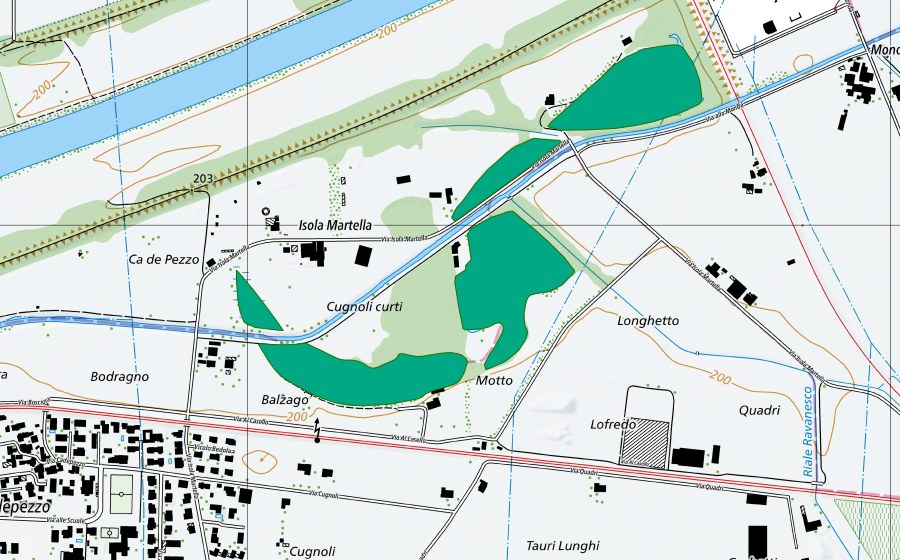 Landeskarte swisstopo mit dem Schutzperimeter von Stagno Cugnoli Curti (Flachmoor)