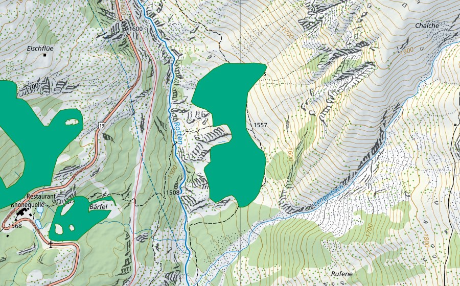 Landeskarte swisstopo mit dem Schutzperimeter von Triest (Flachmoor)
