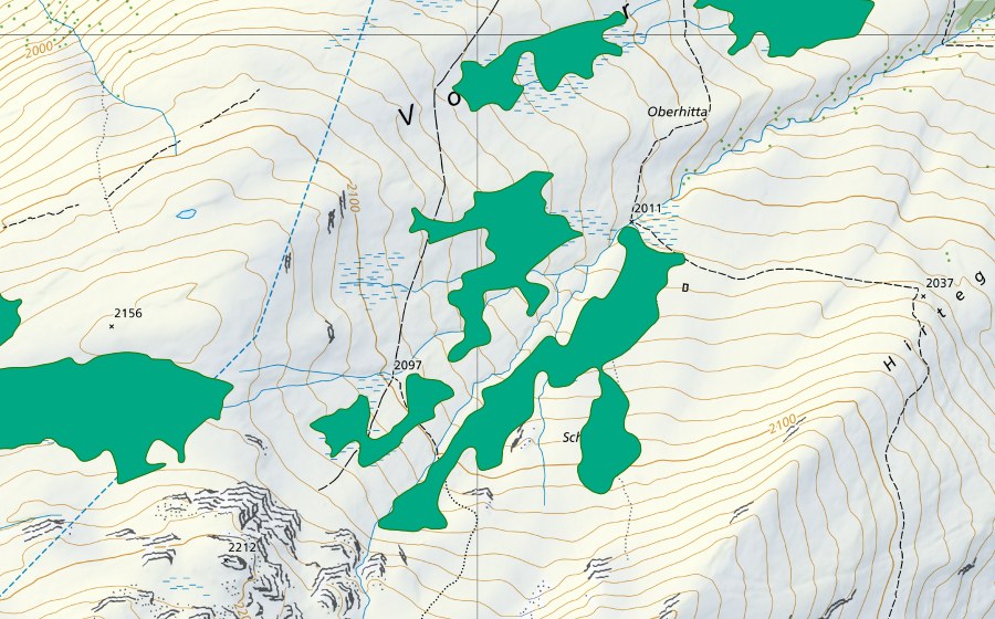 Carta nazionale swisstopo con il perimetro protetto di Vorderalp (Torbiera bassa)