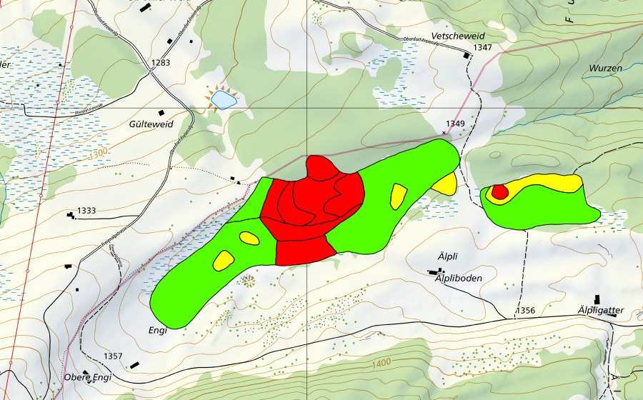 swisstopo national map showing the protected perimeter of Aelpli/Eggenriet (Raised bog)