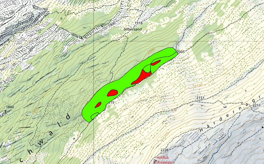 Carte nationale swisstopo avec le périmètre protégé de Aletschwald (Haut-marais)