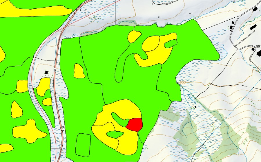 Landeskarte swisstopo mit dem Schutzperimeter von Altmatt-Biberbrugg (Hochmoor)