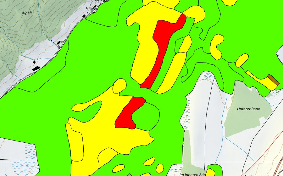 swisstopo national map showing the protected perimeter of Altmatt-Biberbrugg (Raised bog)