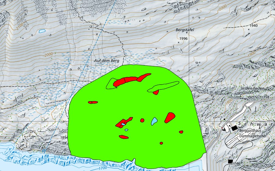 swisstopo national map showing the protected perimeter of Berg beim Göscheneralpsee (Raised bog)