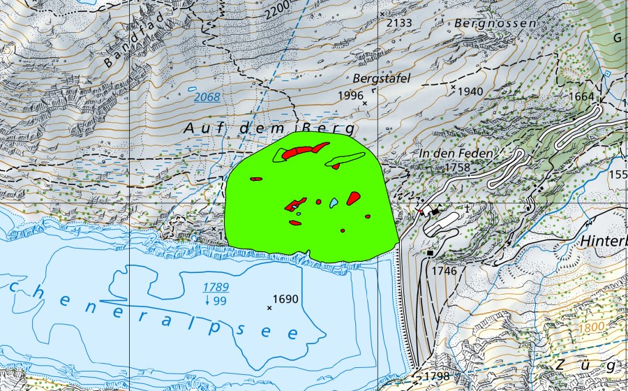 Carta nazionale swisstopo con il perimetro protetto di Berg beim Göscheneralpsee (Torbiera alta)