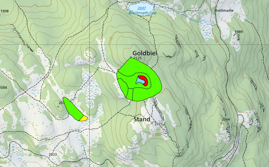 Carte nationale swisstopo avec le périmètre protégé de Boniger See (Haut-marais)