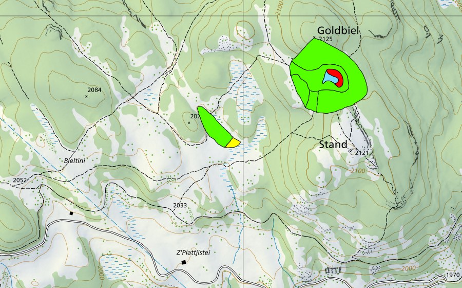 Landeskarte swisstopo mit dem Schutzperimeter von Boniger See (Hochmoor)