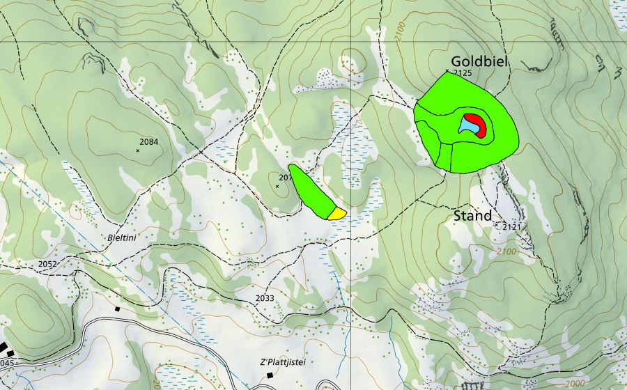 swisstopo national map showing the protected perimeter of Boniger See (Raised bog)