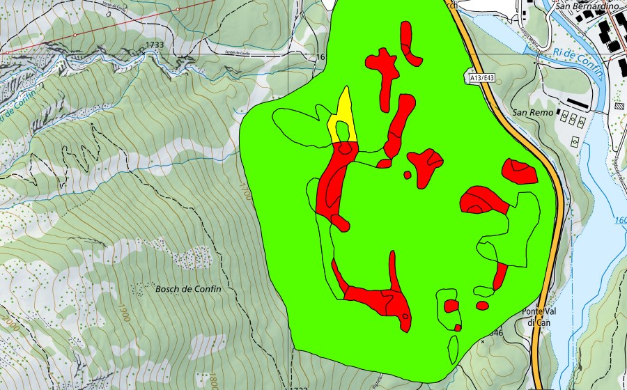 Carte nationale swisstopo avec le périmètre protégé de Bosch de San Remo (Haut-marais)