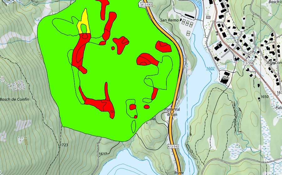 swisstopo national map showing the protected perimeter of Bosch de San Remo (Raised bog)