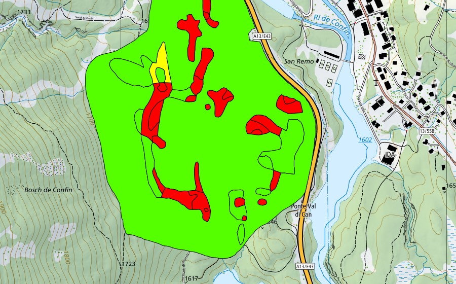 Carte nationale swisstopo avec le périmètre protégé de Bosch de San Remo (Haut-marais)