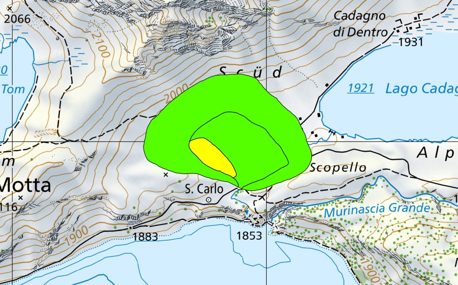 swisstopo national map showing the protected perimeter of Cadagno di fuori (Raised bog)