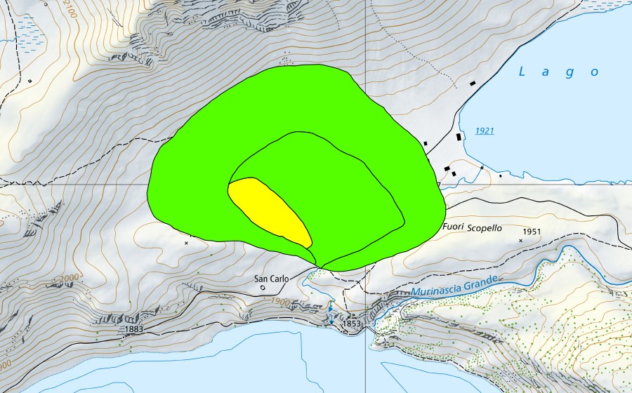 Carte nationale swisstopo avec le périmètre protégé de Cadagno di fuori (Haut-marais)