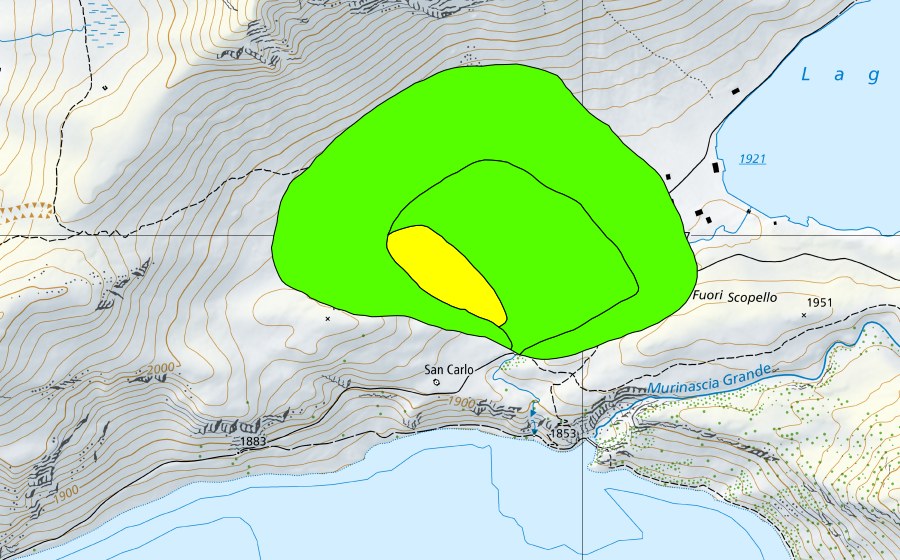 swisstopo national map showing the protected perimeter of Cadagno di fuori (Raised bog)