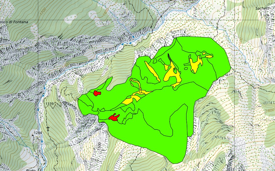 Carte nationale swisstopo avec le périmètre protégé de Campala (Haut-marais)