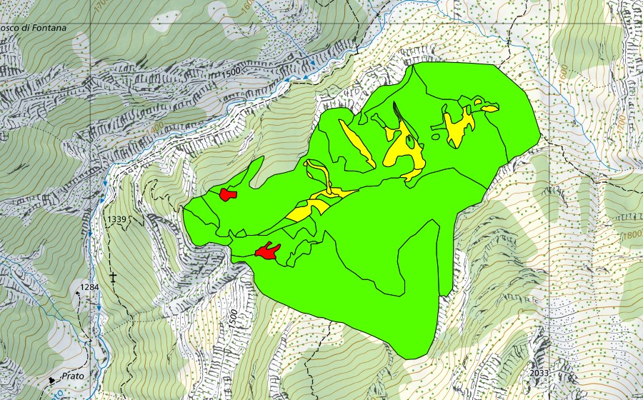 Landeskarte swisstopo mit dem Schutzperimeter von Campala (Hochmoor)