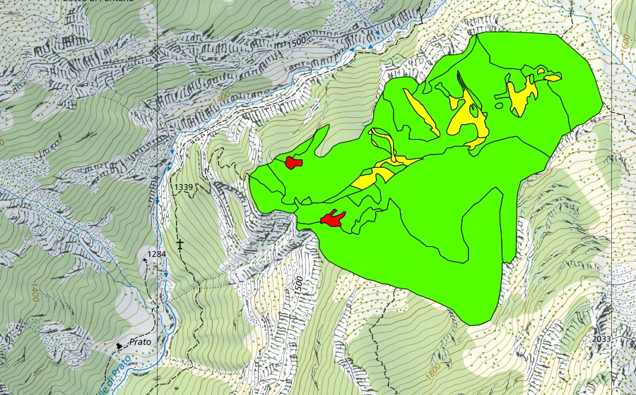 Carte nationale swisstopo avec le périmètre protégé de Campala (Haut-marais)
