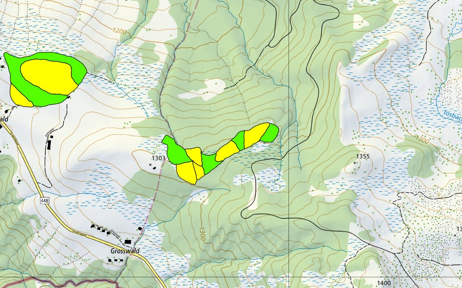 swisstopo national map showing the protected perimeter of Cholwald Schwägalp (Raised bog)